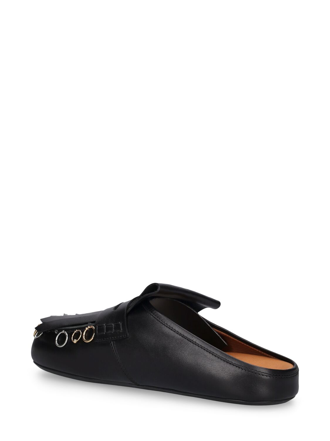 Shop Marni Piercing Leather Loafers In Black