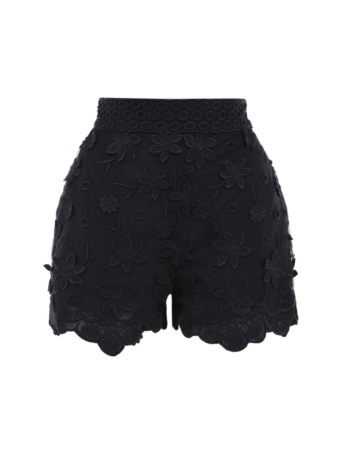 Image of Embroidered Tulle High Rise Shorts