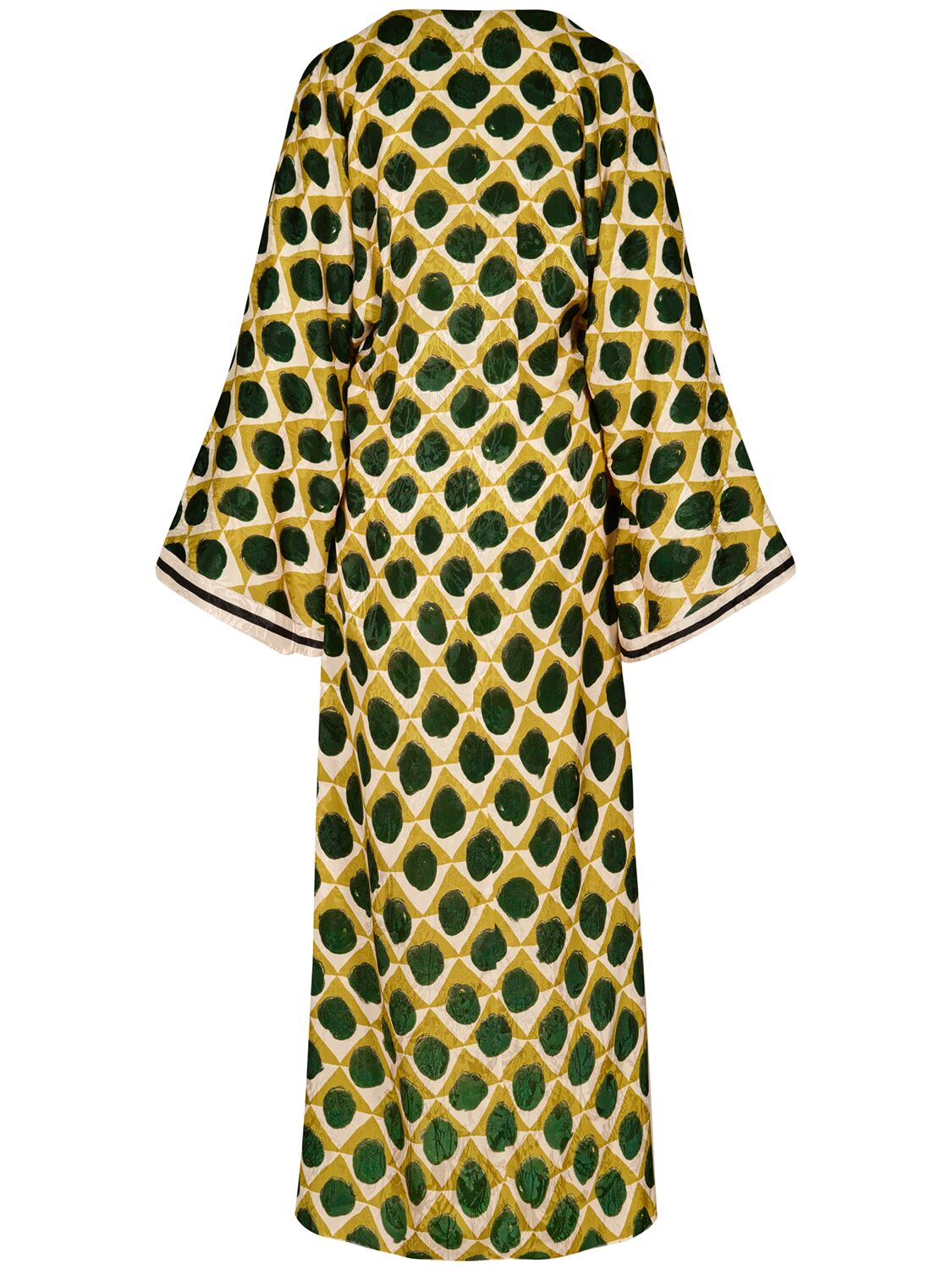 Shop Johanna Ortiz Jacquard Long Sleeve Long Wrap Dress In Yellow