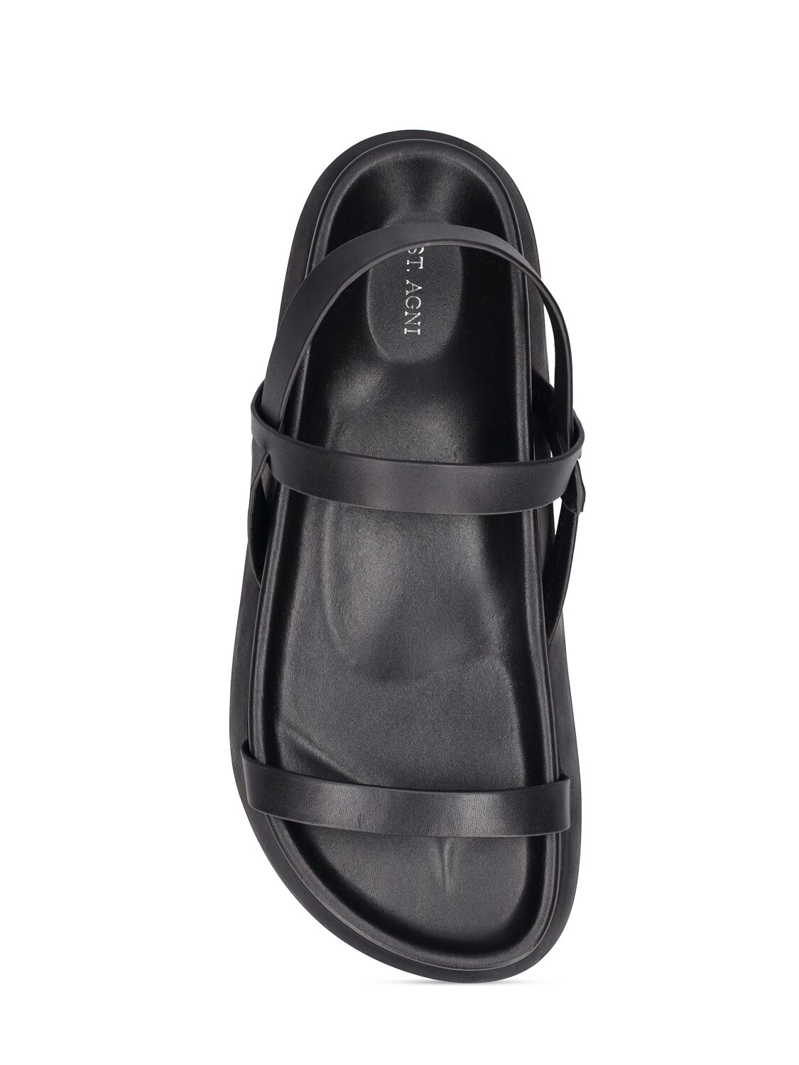 Shop St.agni 30mm Mio Leather Flat Sandals In Black