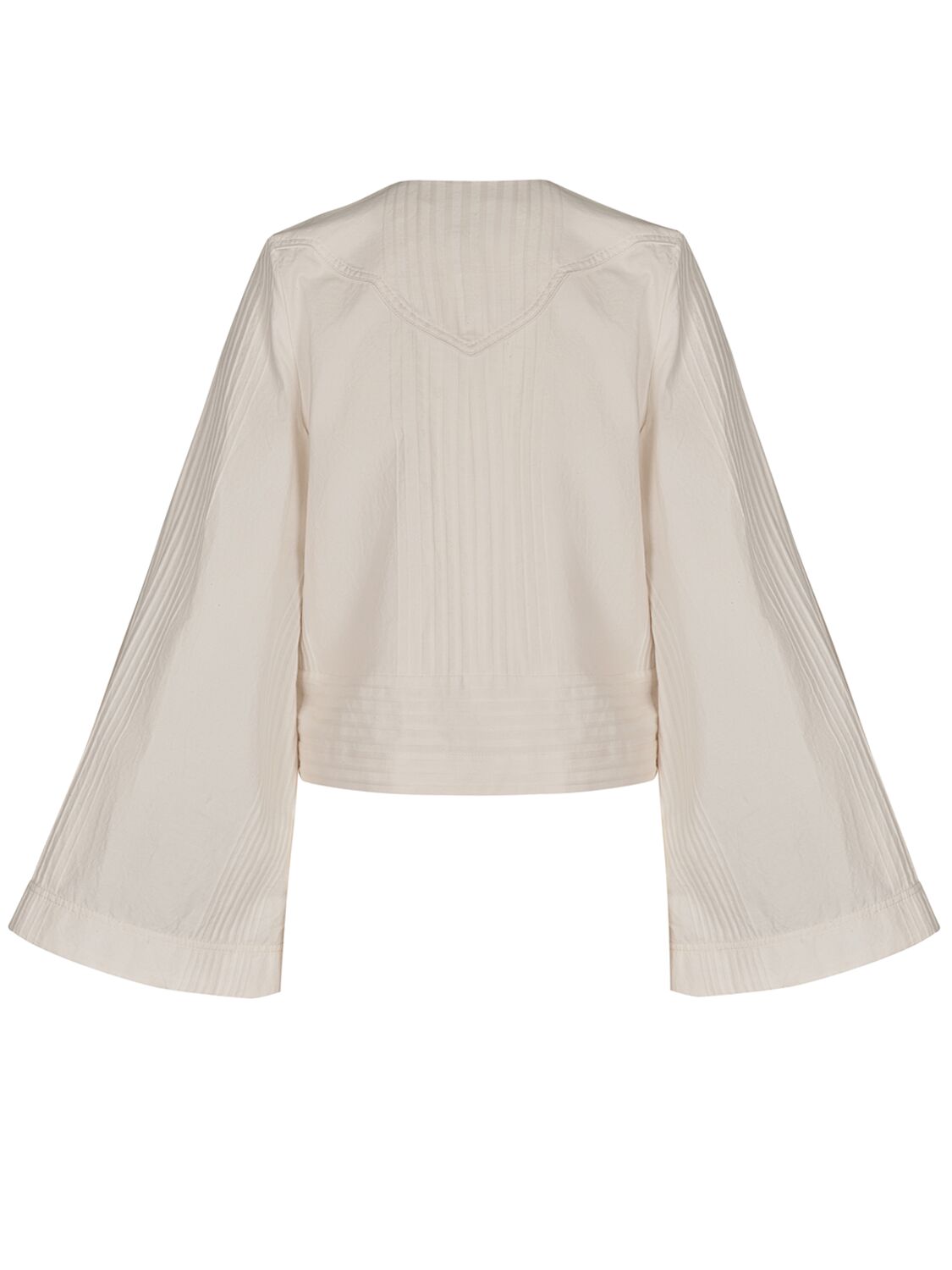 Shop Johanna Ortiz Embroidered Cotton Flared Sleeve Top In Ivory