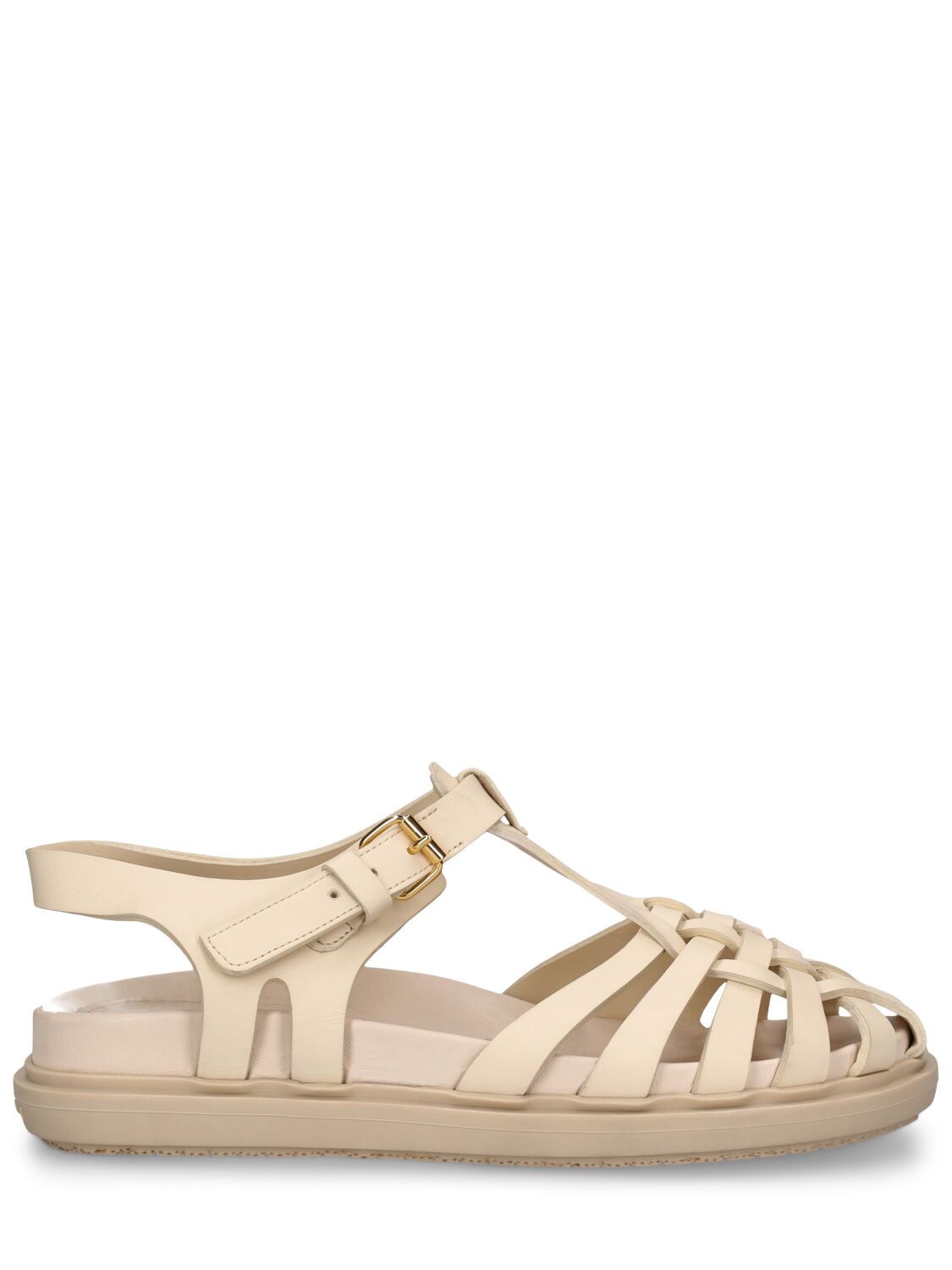 Marni 20mm Leather Fisherman Flats In Ivory
