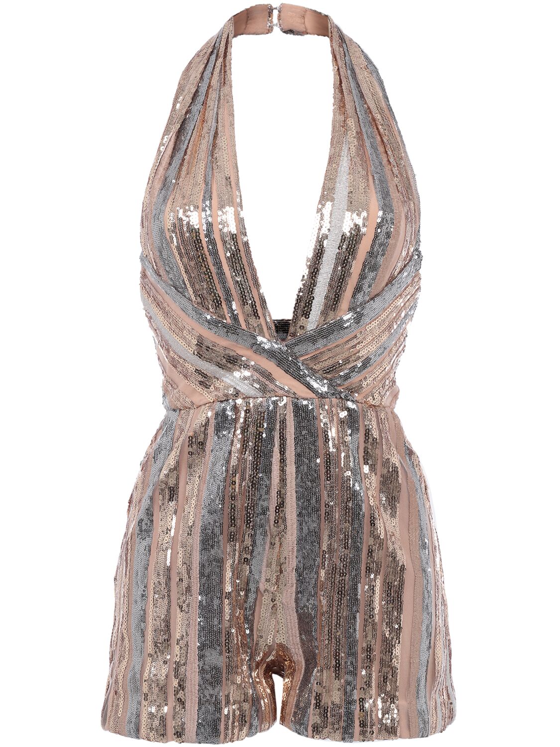 Image of Sequined Halter Playsuit