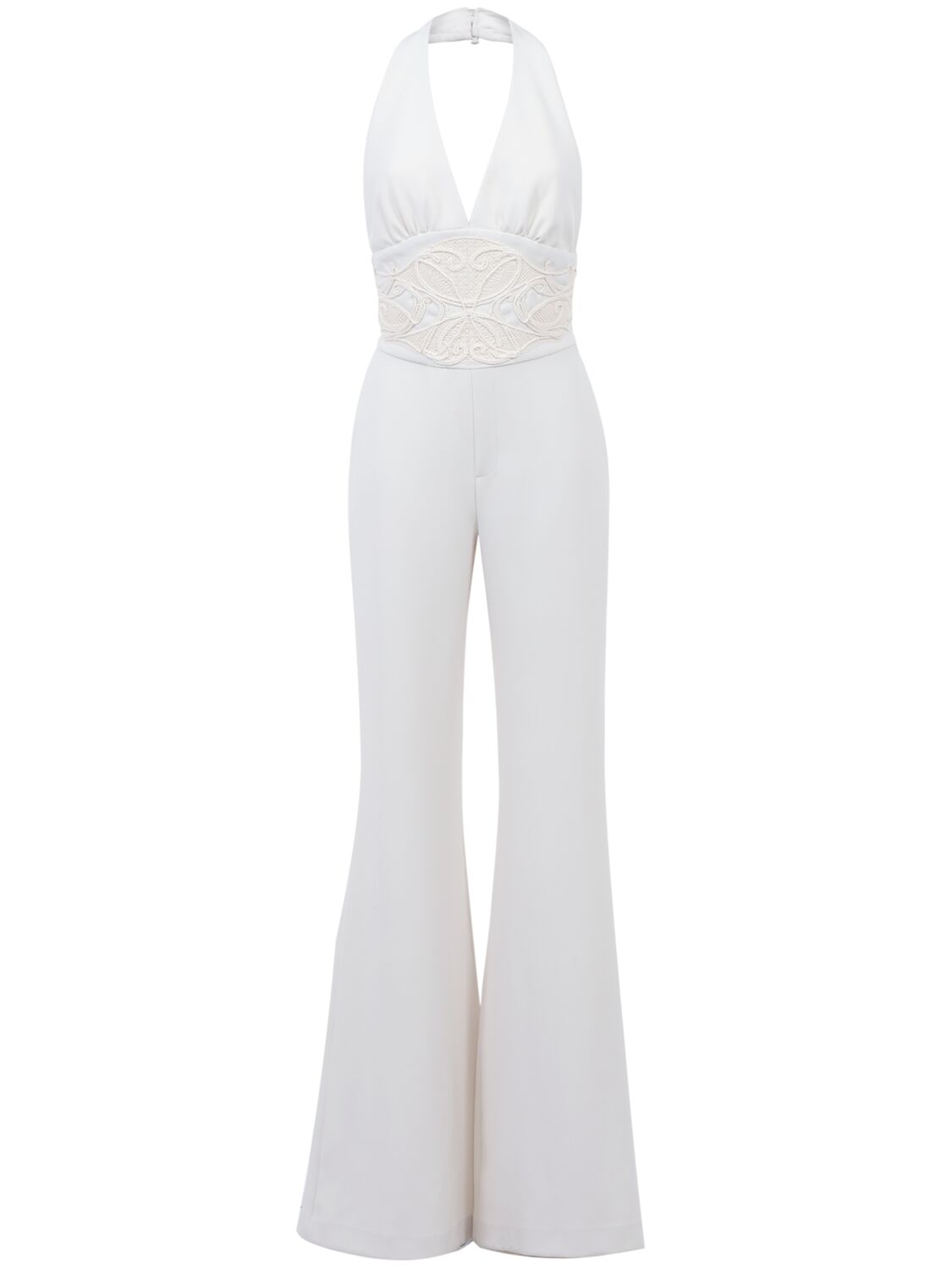 Elie Saab Embroidered Cady Jumpsuit In White