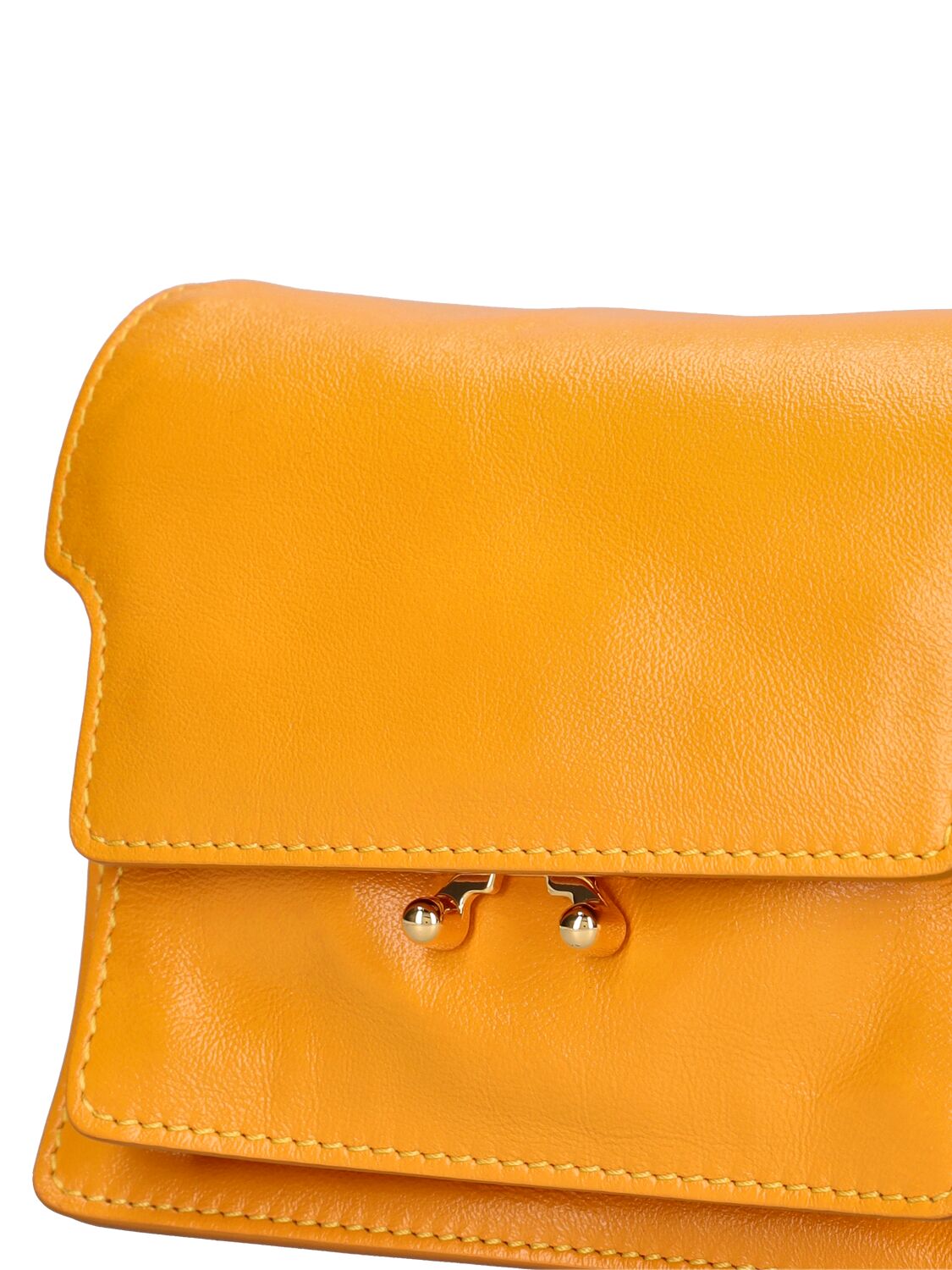 Shop Marni Mini Trunk Soft Leather Shoulder Bag In 라이트 오렌지