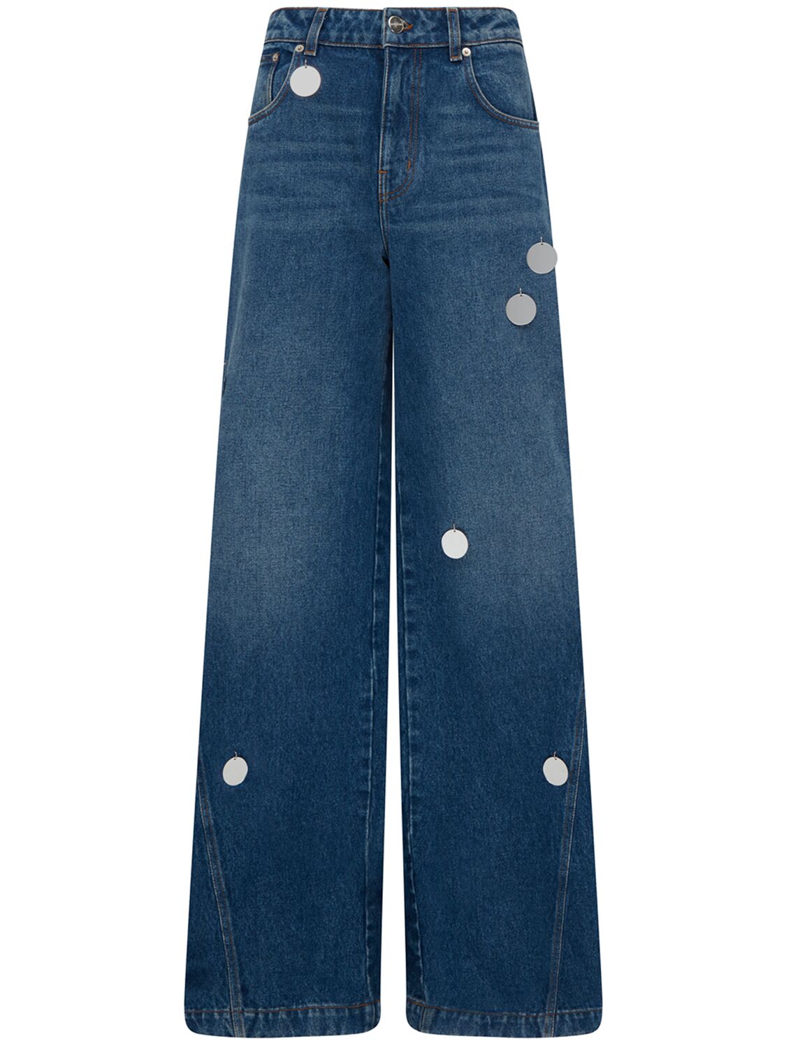 Image of Denim Wide Jeans W/ Plexi Embellishments
