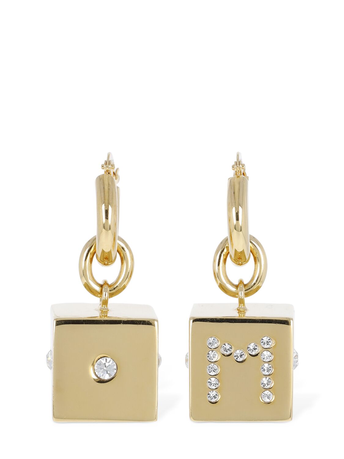 Marni Dice & Crystal Earrings In Gold,crystal