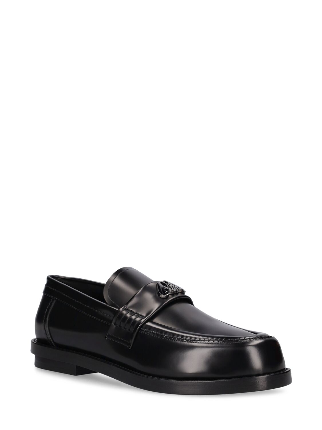 Shop Alexander Mcqueen Seal Leather Loafers In Black