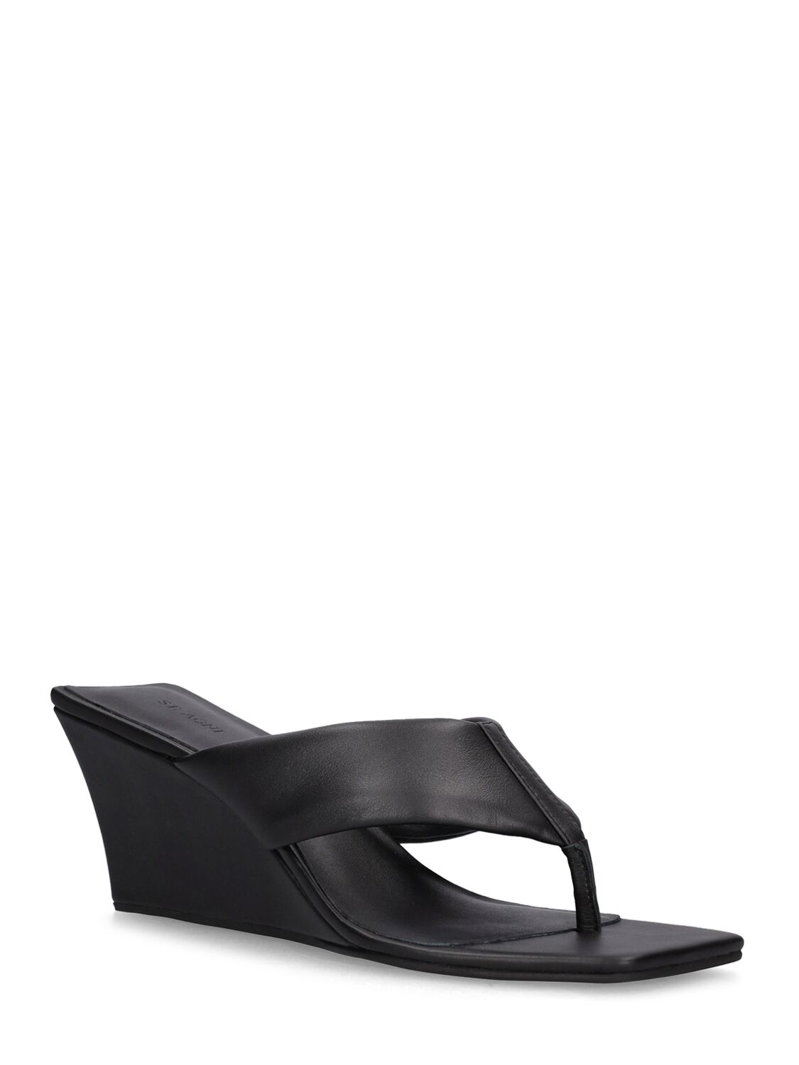 Shop St.agni 80mm Leather Thong Wedges In Black