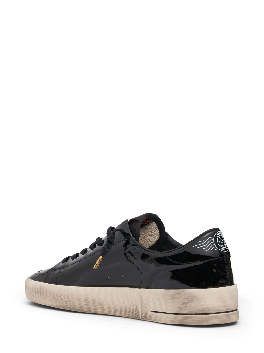 Shop Golden Goose Stardan Patent Leather Sneakers In Black,orange