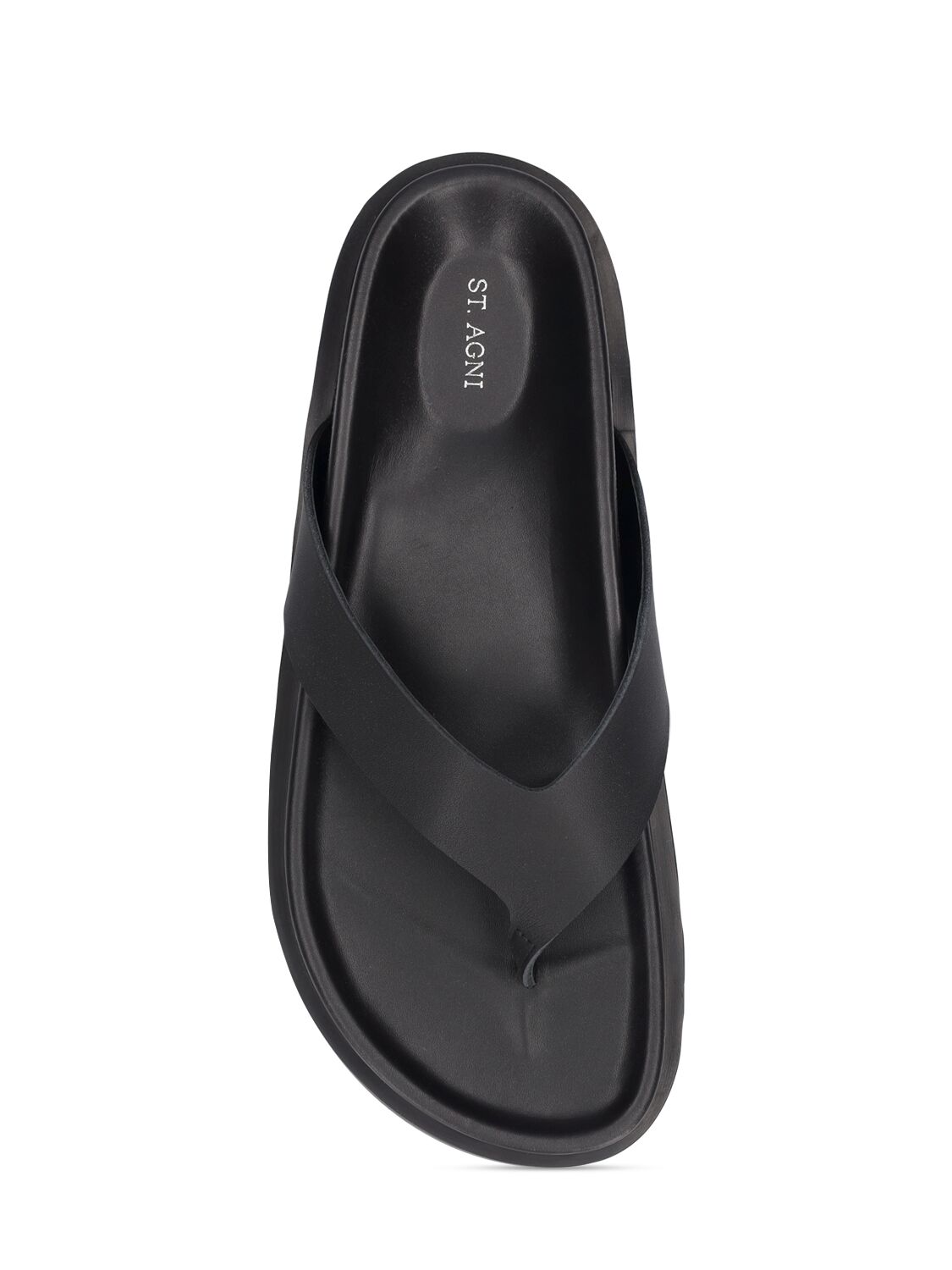 Shop St.agni 30mm Leather Thong Flat Sandals In Black