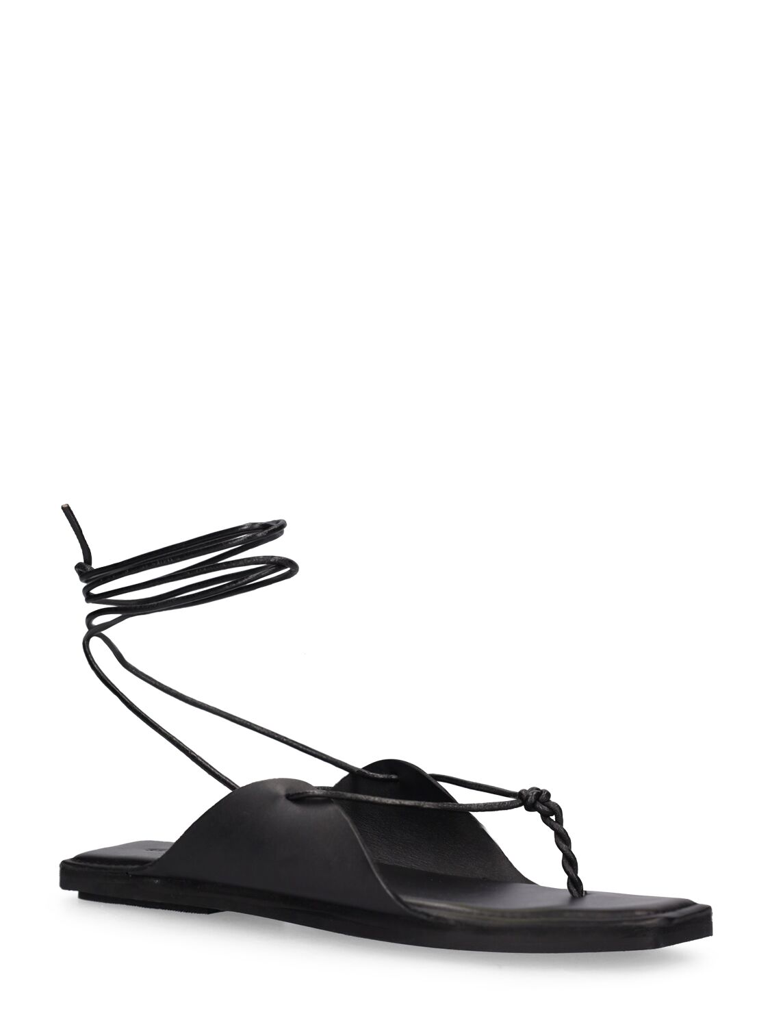 Shop St.agni 10mm Leather Flat Sandals In Black
