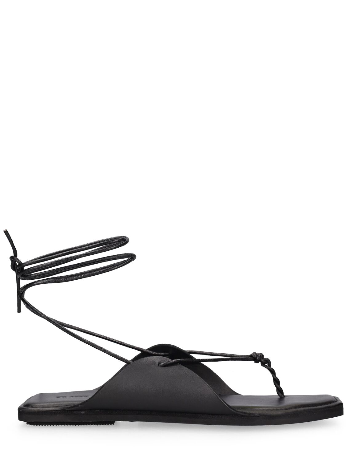 St.agni 10mm Leather Flat Sandals In Black