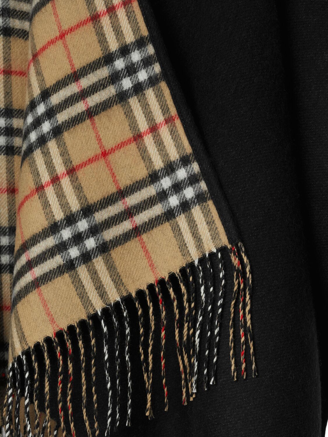 Shop Burberry Reversible Check Wool Cape In Schwarz