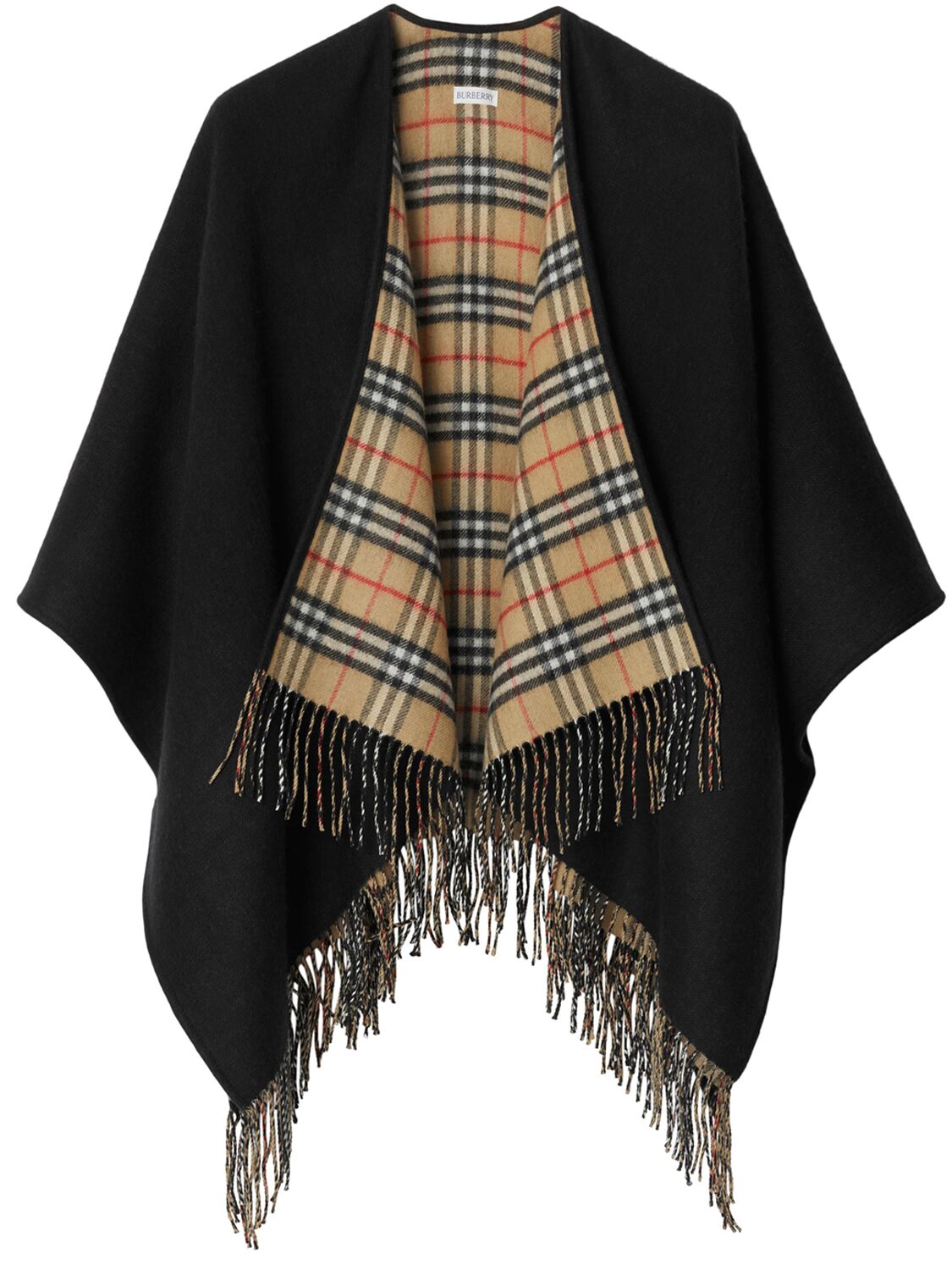 Image of Reversible Check Wool Cape