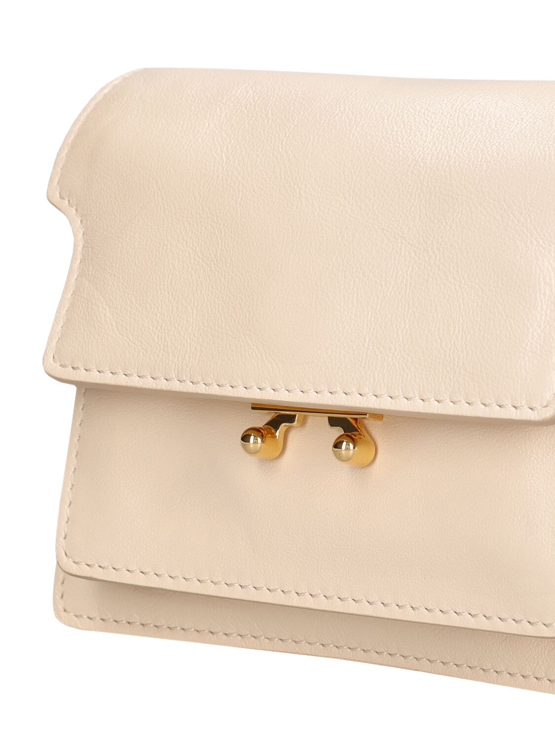 Shop Marni Mini Trunk Soft Leather Shoulder Bag In Shell