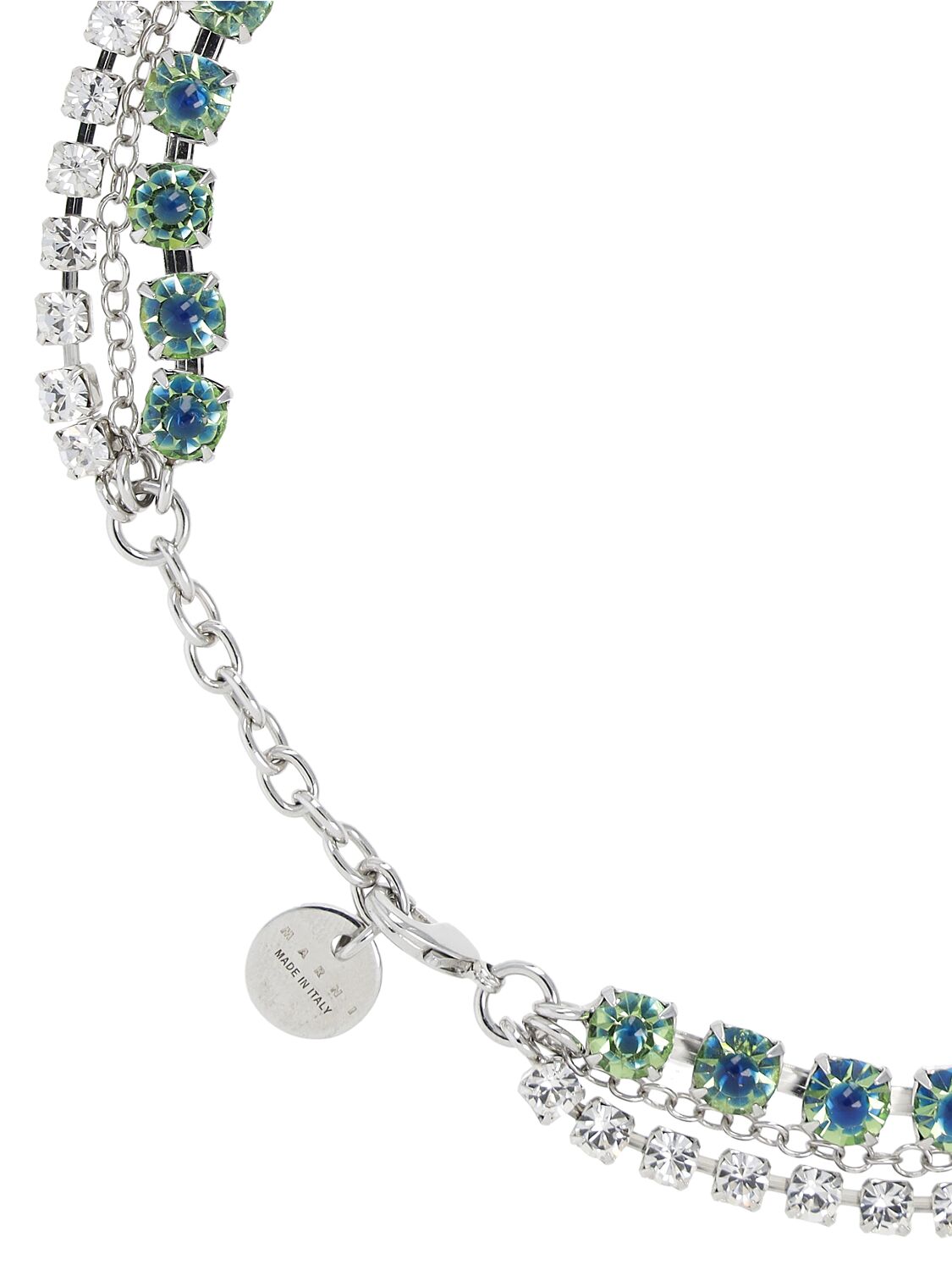 Shop Marni Peanut Double Crystal Chain Necklace In Multi,crystal