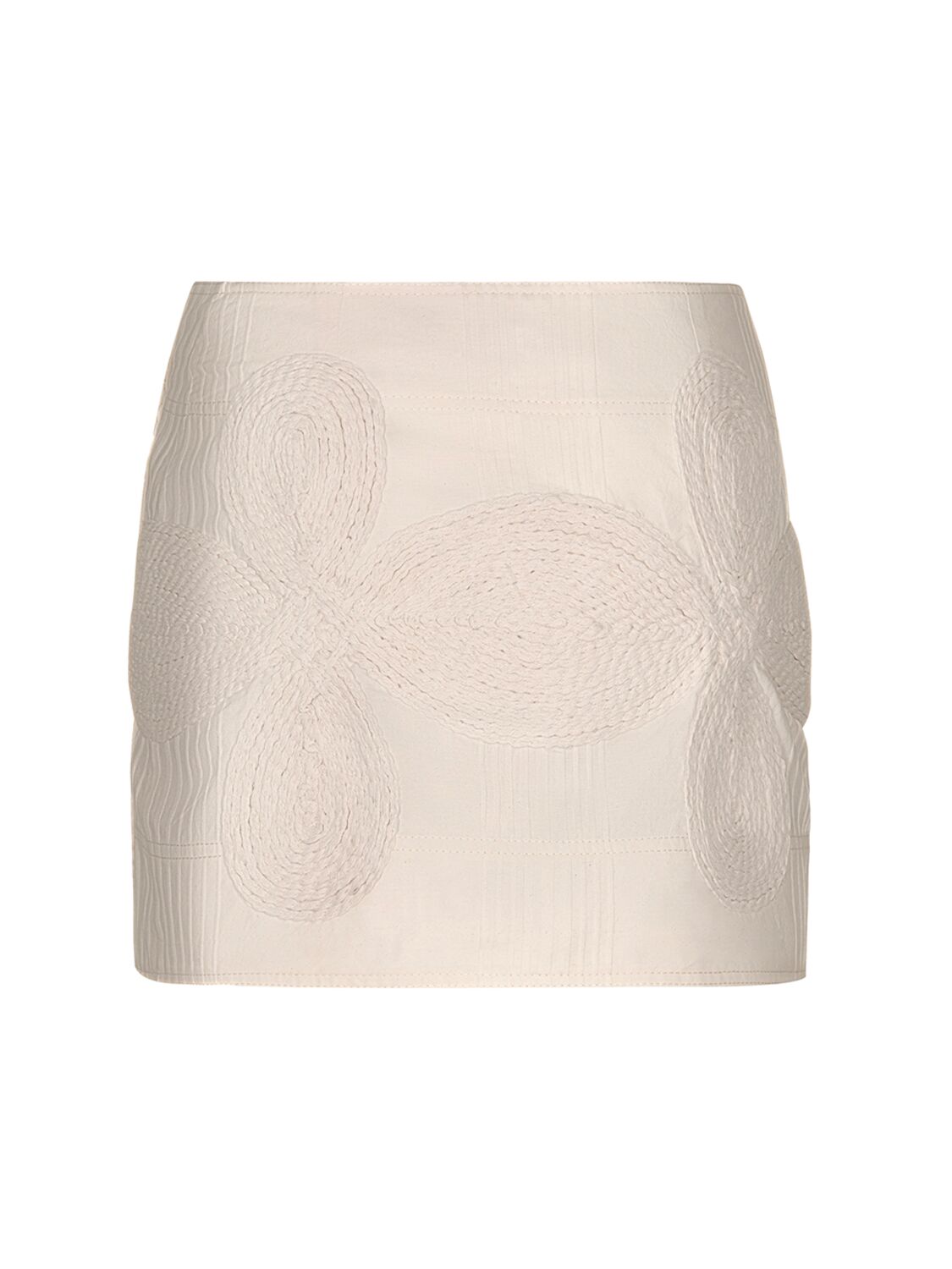 Shop Johanna Ortiz Embroidered Cotton Mini Wrap Skirt In Ivory