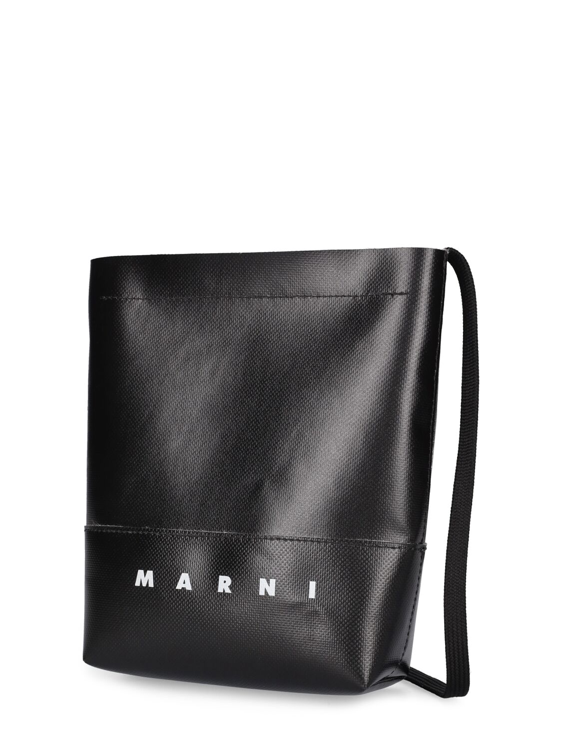 Shop Marni Logo Tpu Crossbody Bag In Black