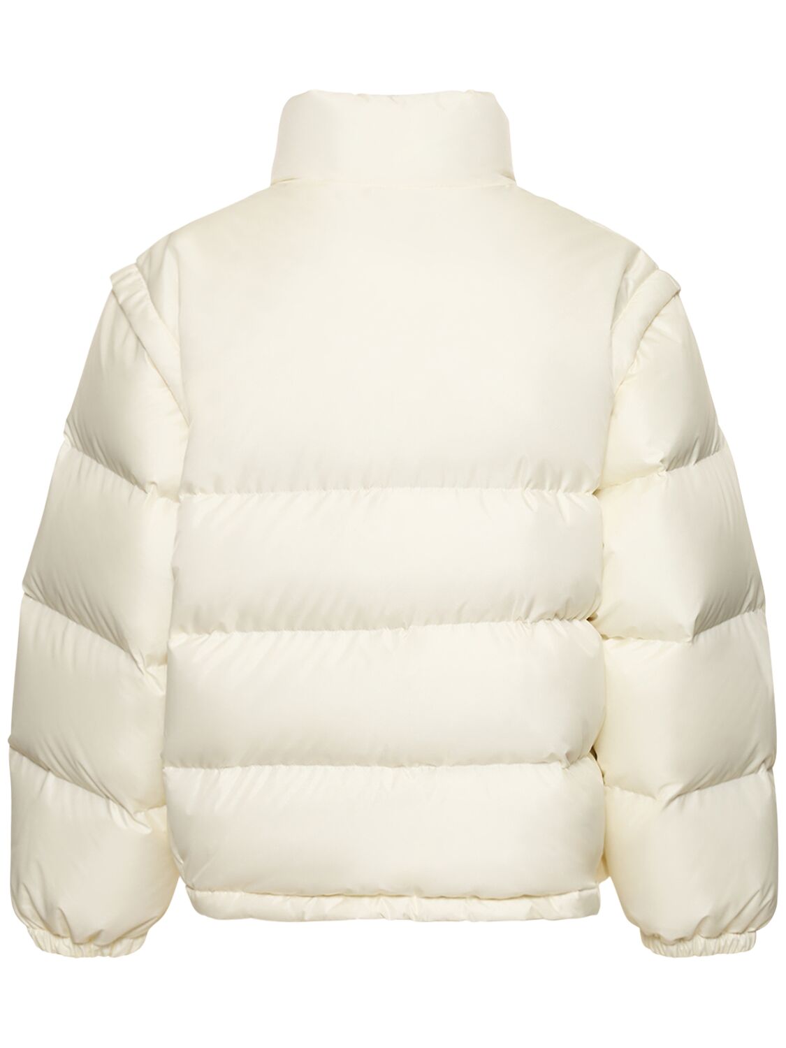Shop Gucci Padded Nylon Down Jacket W/web In Natural White