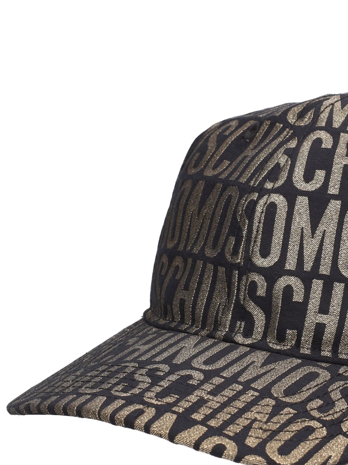 Shop Moschino Logo Nylon Jacquard Cap In Black,gold