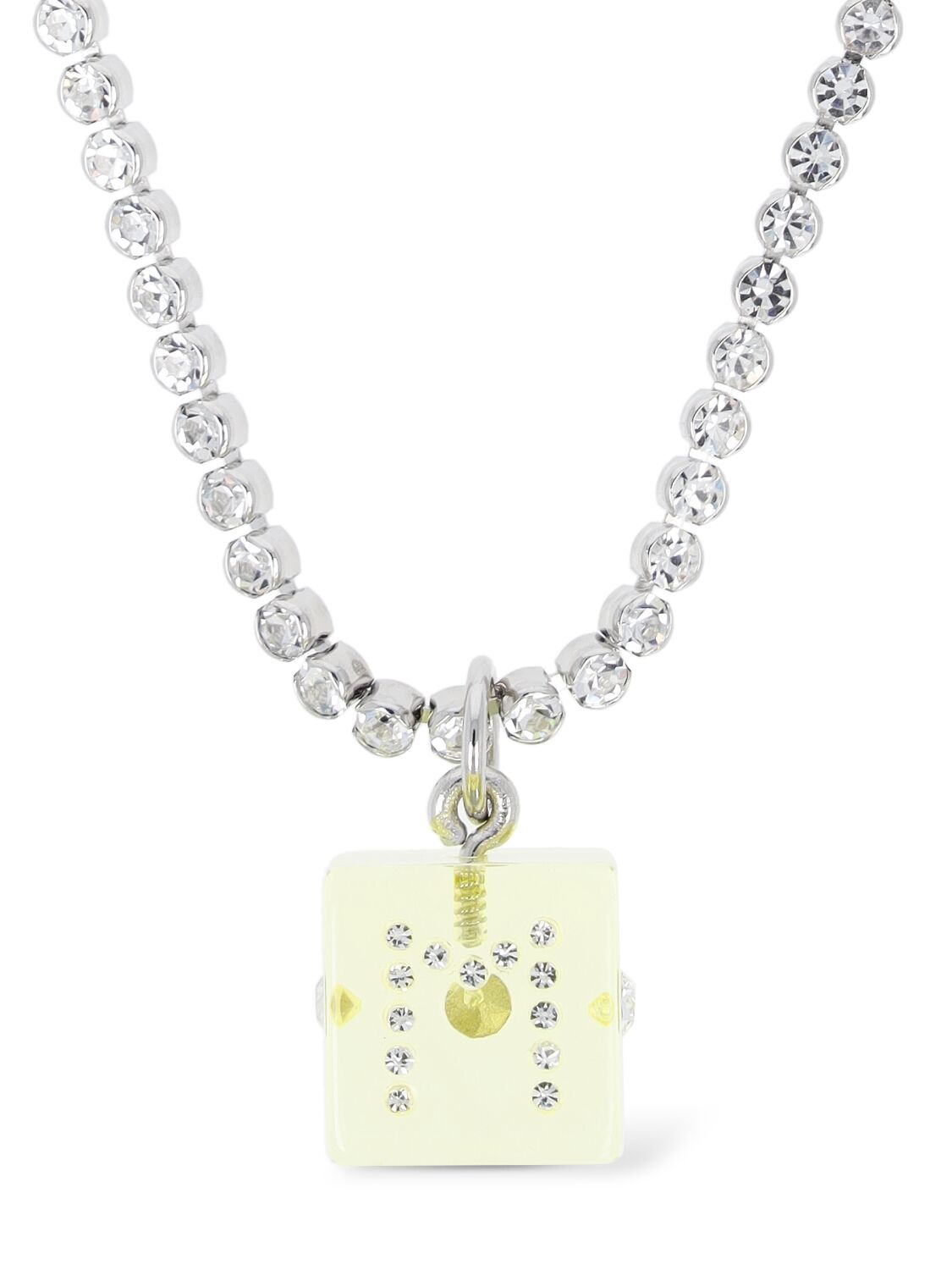 Marni Resin Collar Necklace W/ Dice & Crystal In Silver,yellow