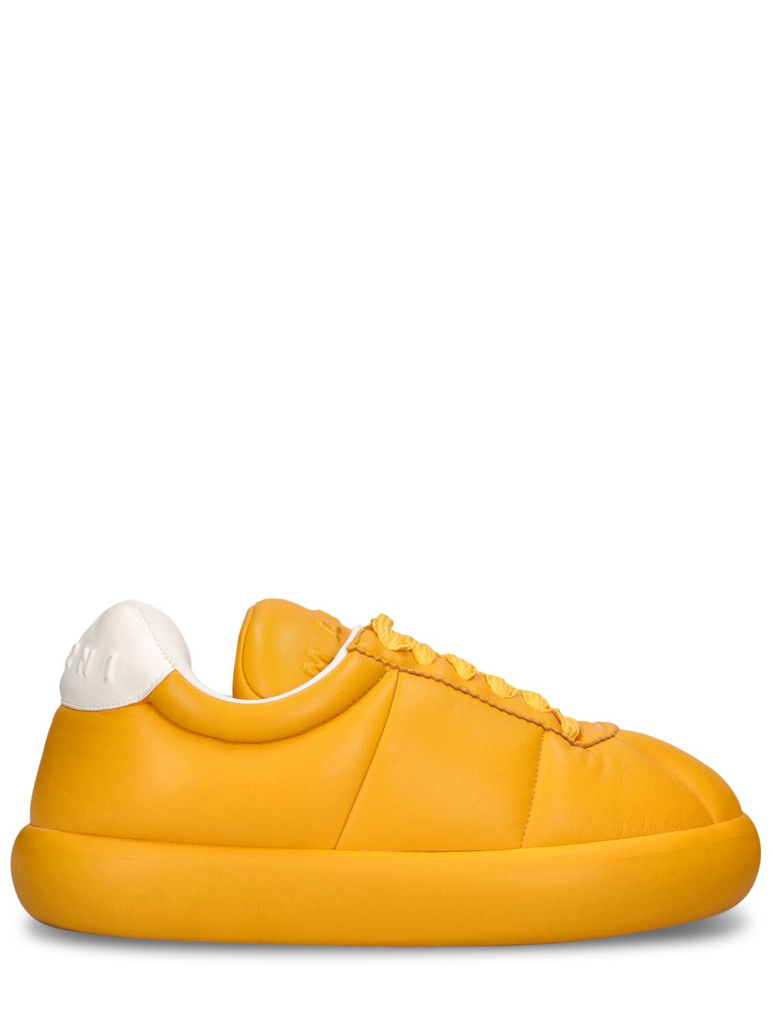 Shop Marni Puffy Soft Leather Low Top Sneakers In Yellow