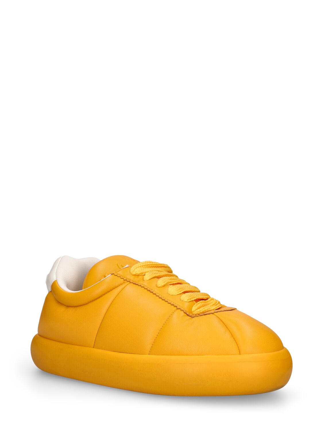 Shop Marni Puffy Soft Leather Low Top Sneakers In Yellow