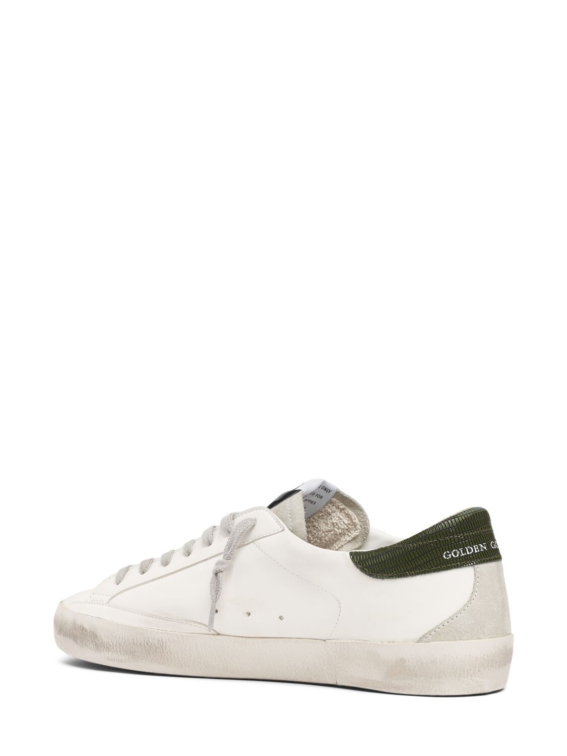 Shop Golden Goose Super-star Perforated Sneakers In White,green