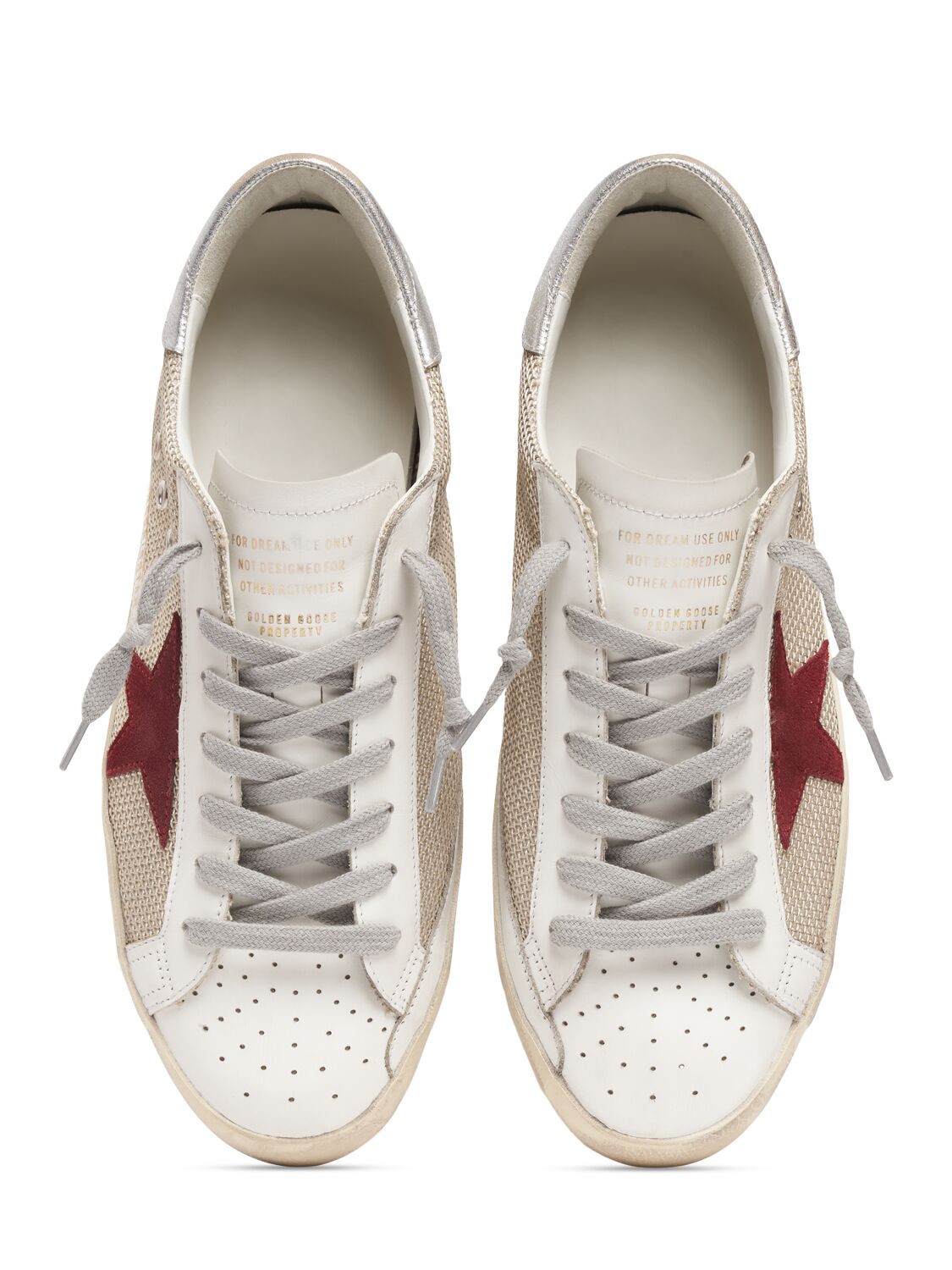 Shop Golden Goose Super-star Leather & Tech Sneakers In Beige,red