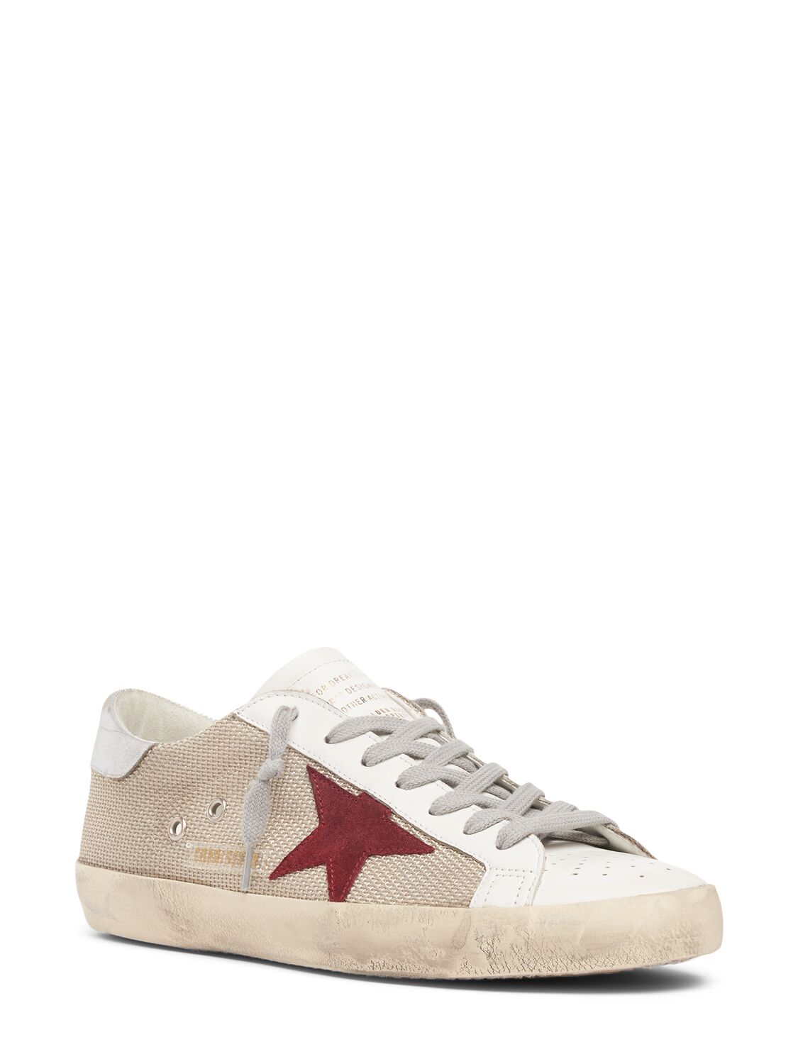 Shop Golden Goose Super-star Leather & Tech Sneakers In Beige,red