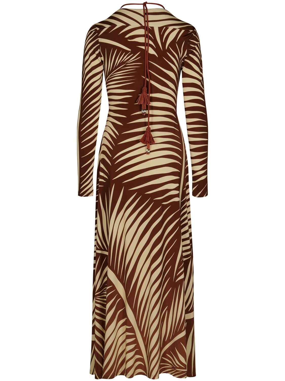 Shop Johanna Ortiz Printed Shiny Jersey Midi Dress In Brown,beige