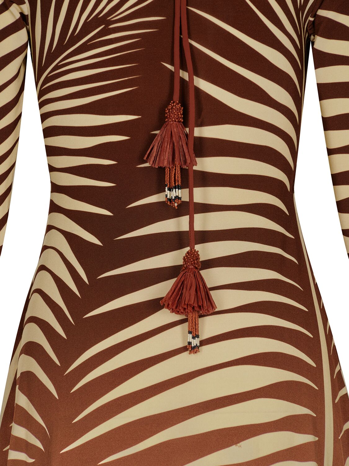 Shop Johanna Ortiz Printed Shiny Jersey Midi Dress In Brown,beige