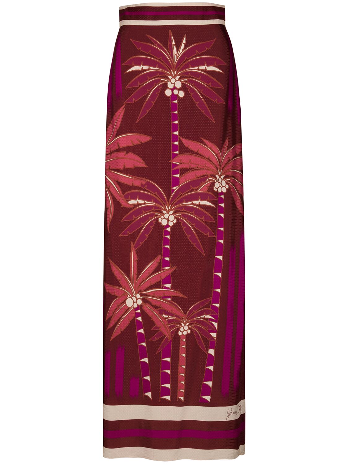 Image of Printed Crepe De Chine Long Skirt