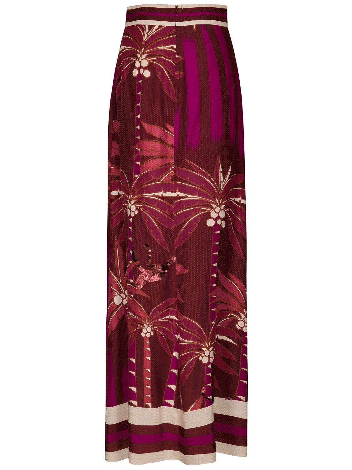 Shop Johanna Ortiz Printed Crepe De Chine Long Skirt In Red