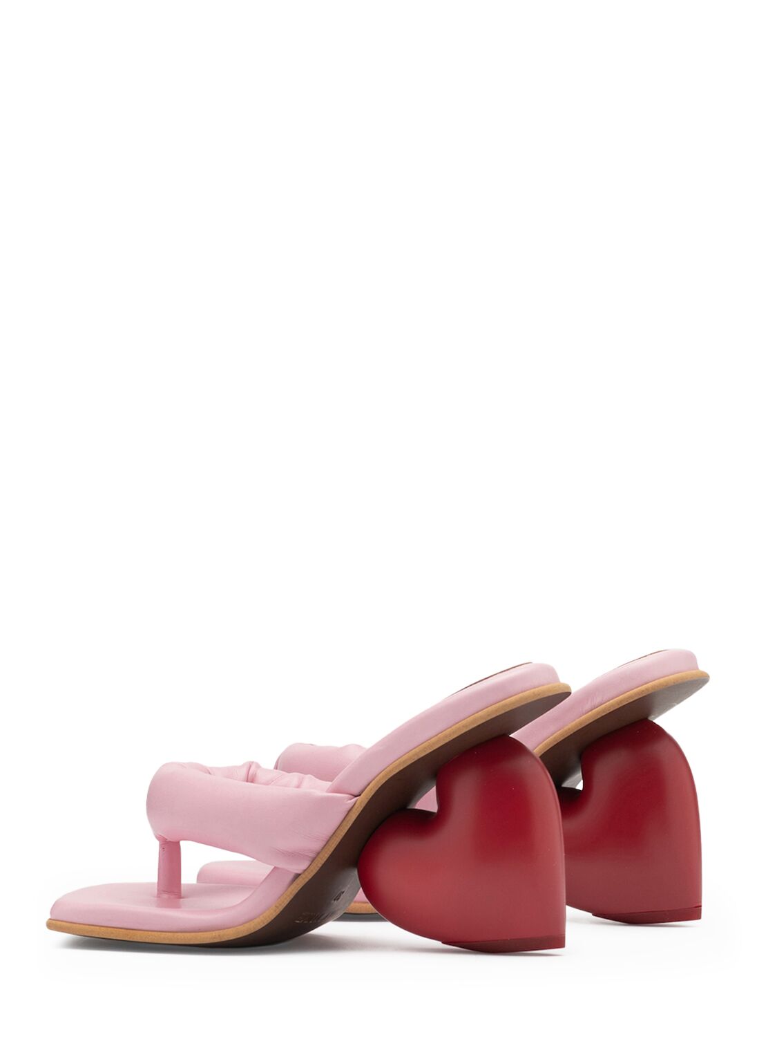 Shop Yume Yume 80mm Love Leather Sandals In Pink,red