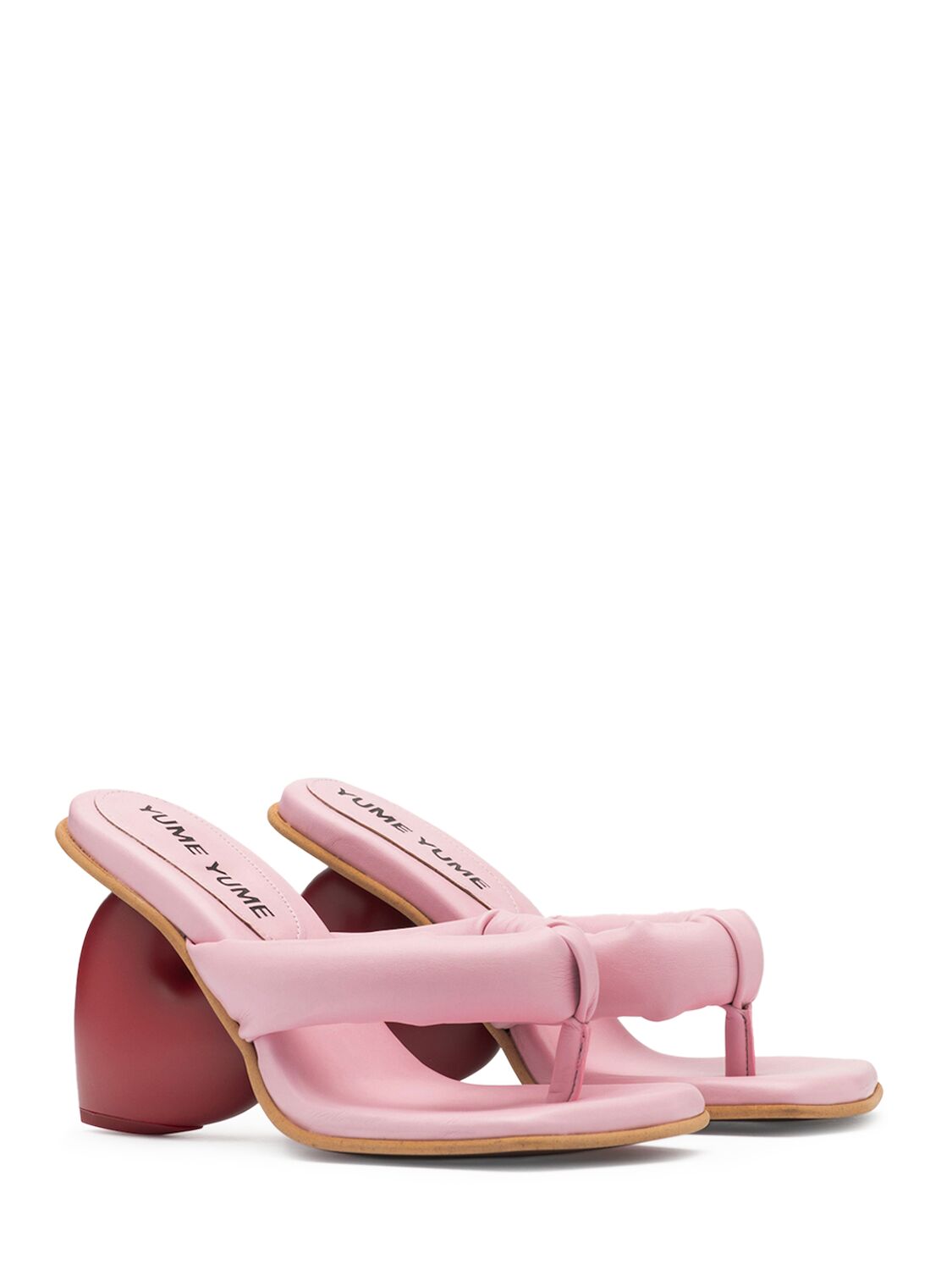 Shop Yume Yume 80mm Love Leather Sandals In Pink,red