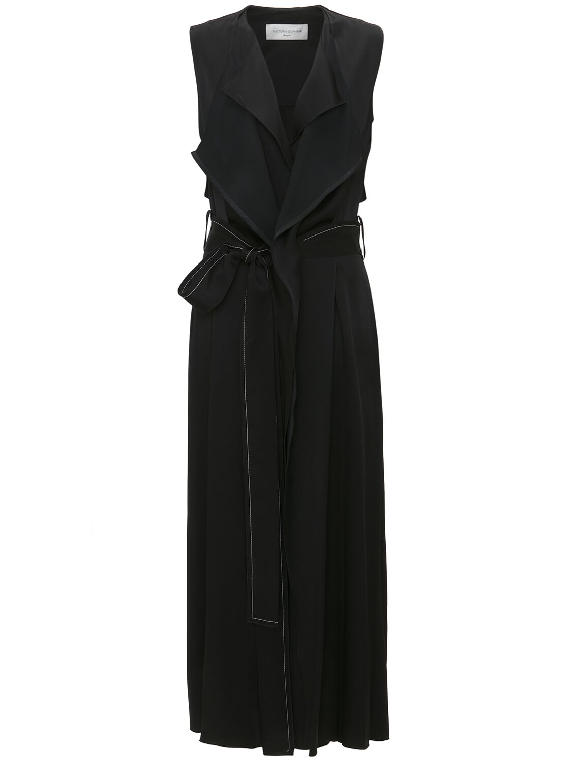 Victoria Beckham Trench Viscose Blend Midi Dress In Black