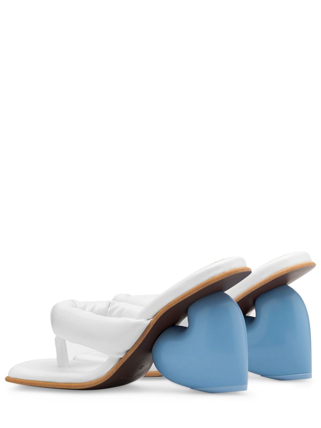 Shop Yume Yume 80mm Love Leather Sandals In White,blue