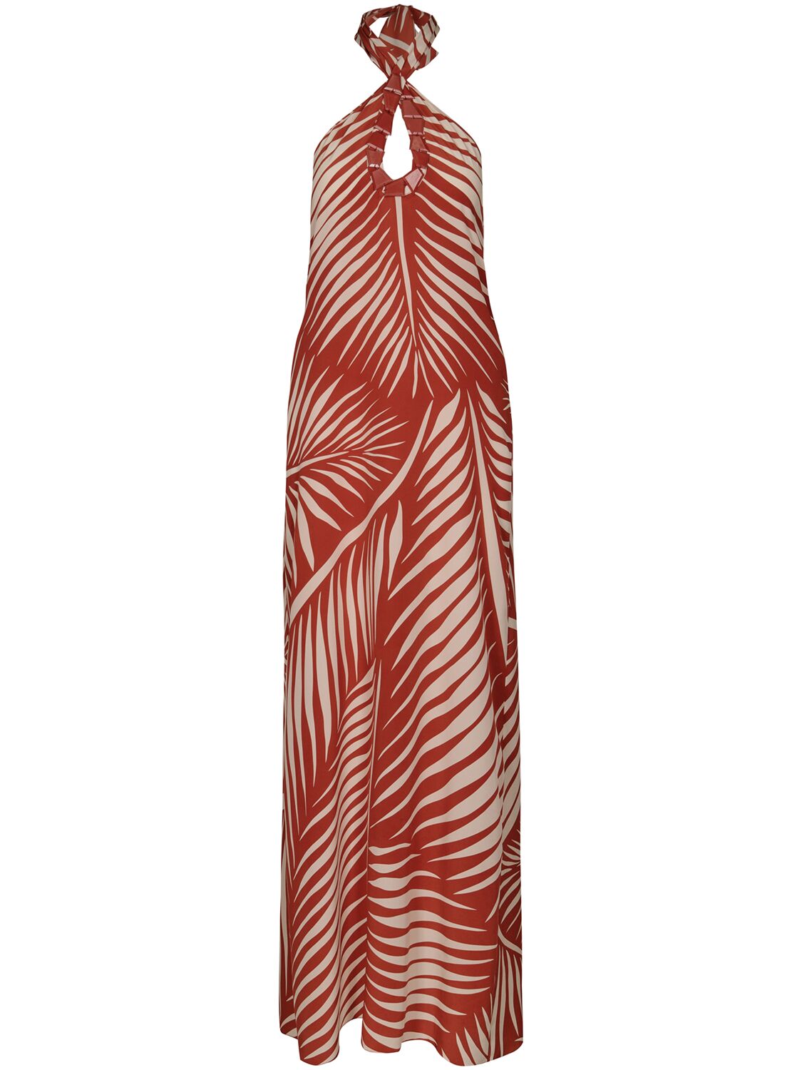 Johanna Ortiz Printed Silk Crepe Long Dress In Red,beige