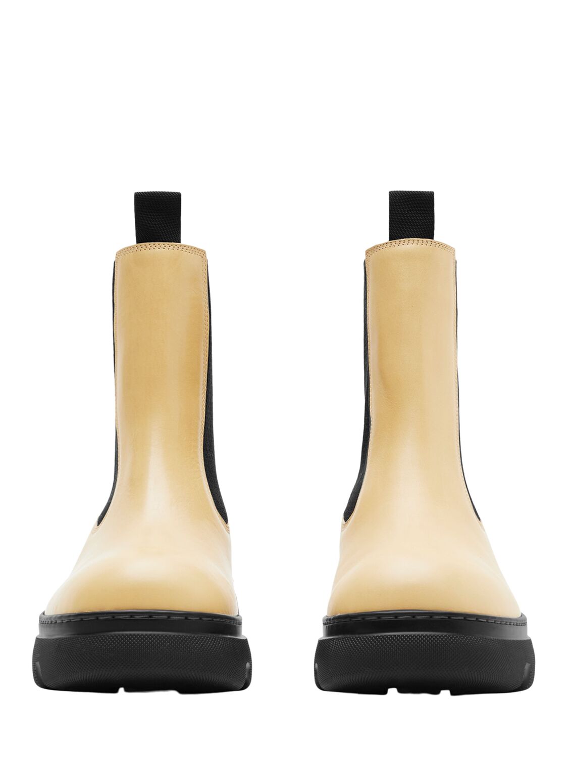 Shop Burberry Lf Creeper Leather Chelsea Boots In Butterfarbe