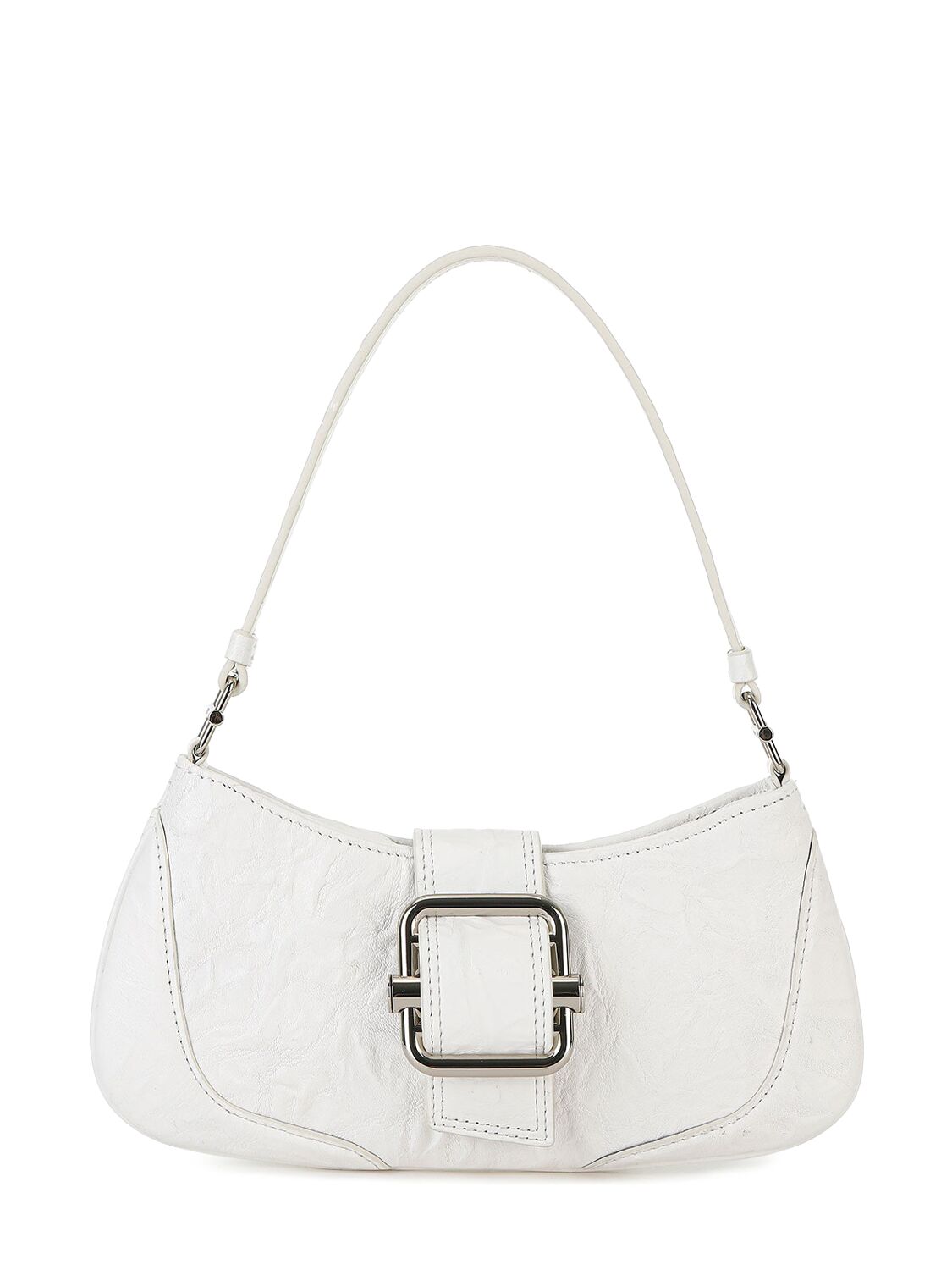 Shop Osoi Small Brocle Leather Shoulder Bag In Crinkle White