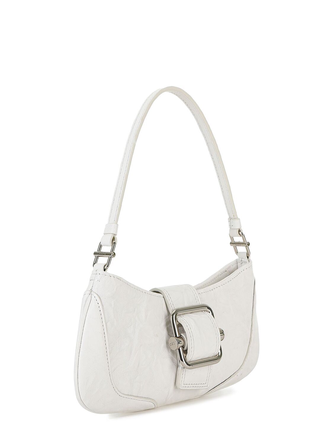 Shop Osoi Small Brocle Leather Shoulder Bag In Crinkle White