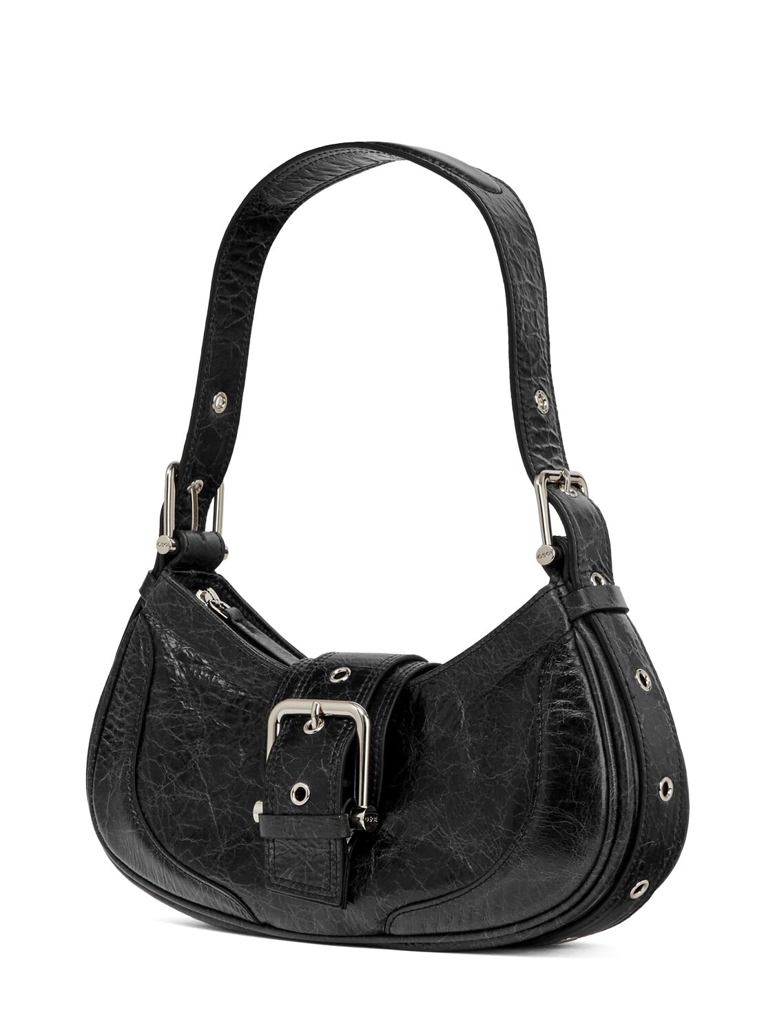 Shop Osoi Hobo Brocle Leather Shoulder Bag In Catena Black