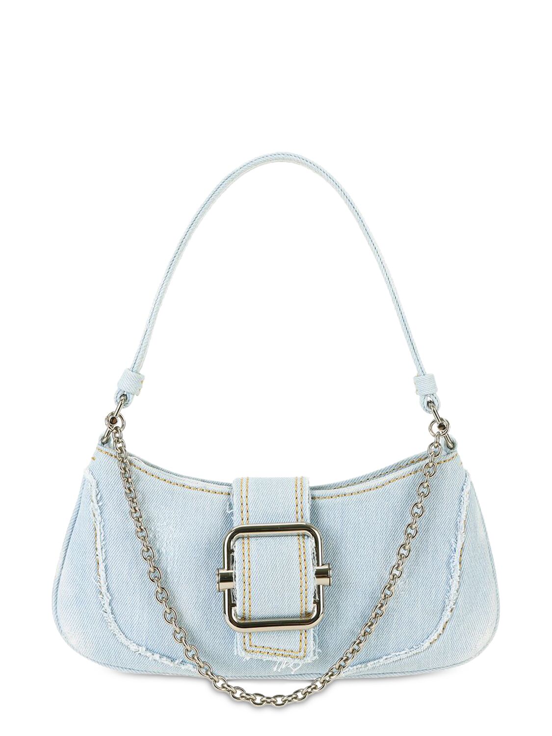 Osoi Silver Small Brocle Shoulder Bag In Ice Denim