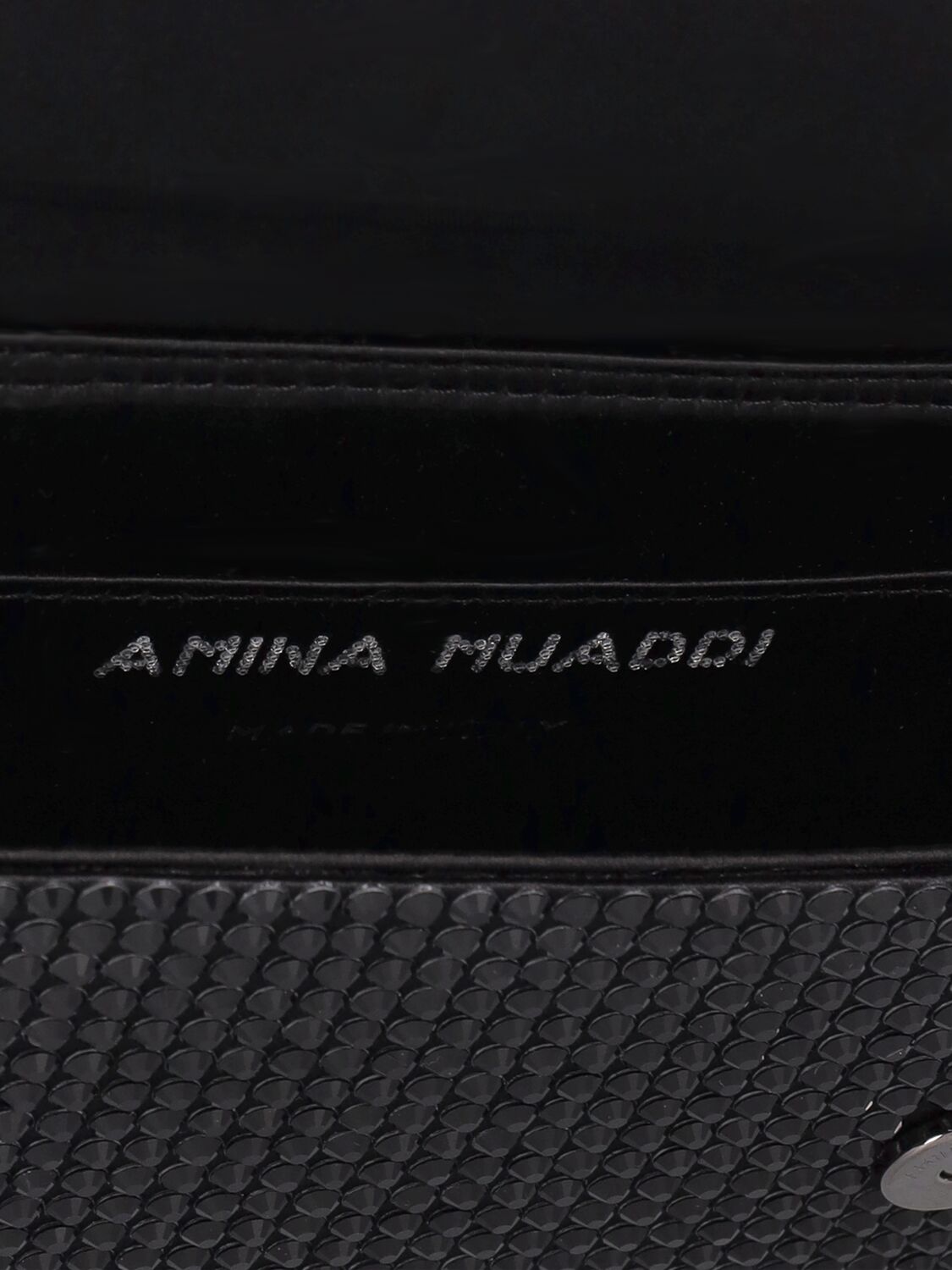 Shop Amina Muaddi Super Amini Paloma Satin Clutch In Black