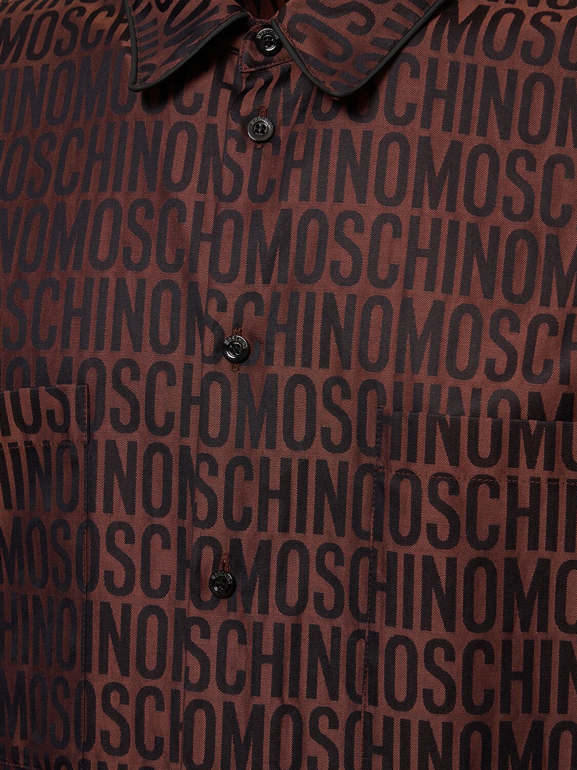Shop Moschino Logo Cotton Poplin Shirt In Brown