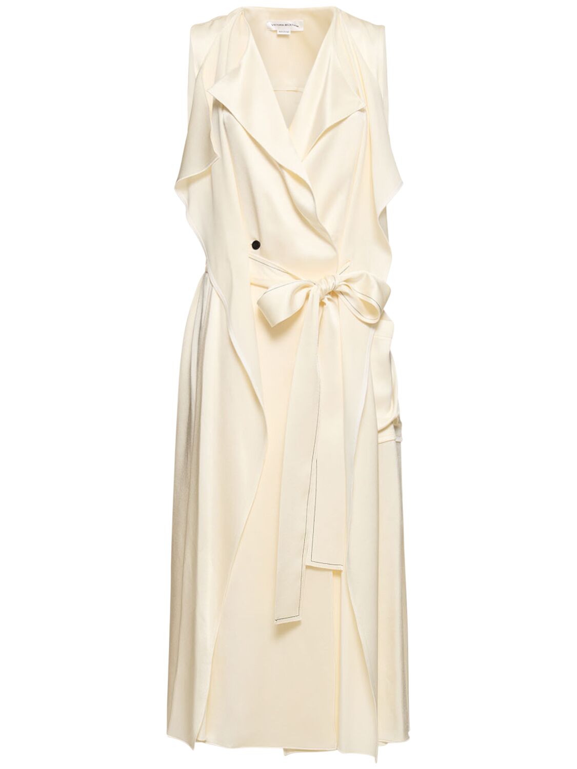 Victoria Beckham Trench Viscose Blend Midi Dress In Ivory