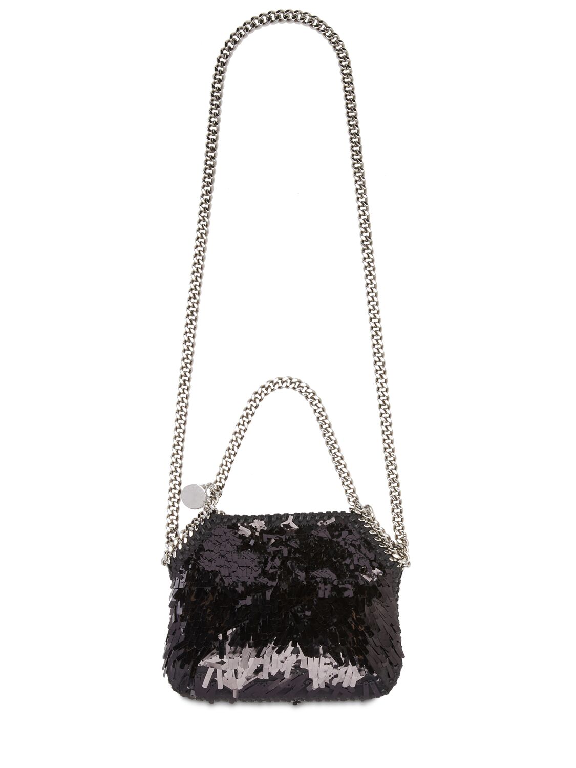 Stella Mccartney Mini Falabella Sequined Top Handle Bag In Black