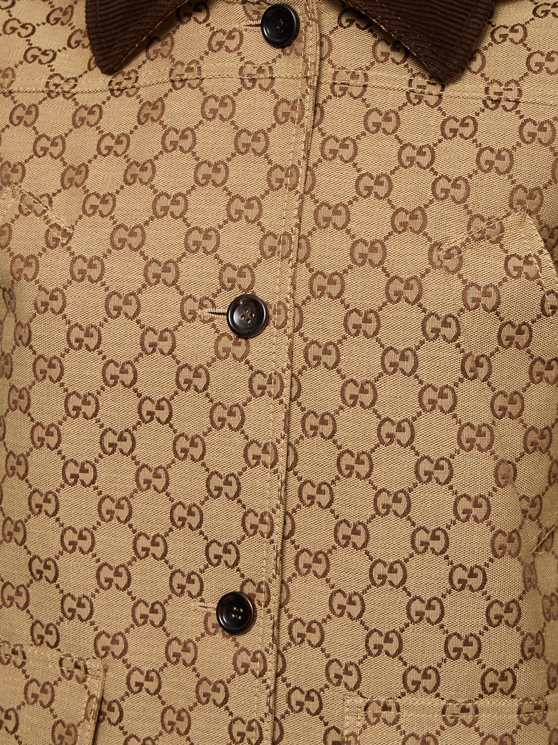 Shop Gucci Gg Canvas Caban Jacket In Kamelhaarfarben